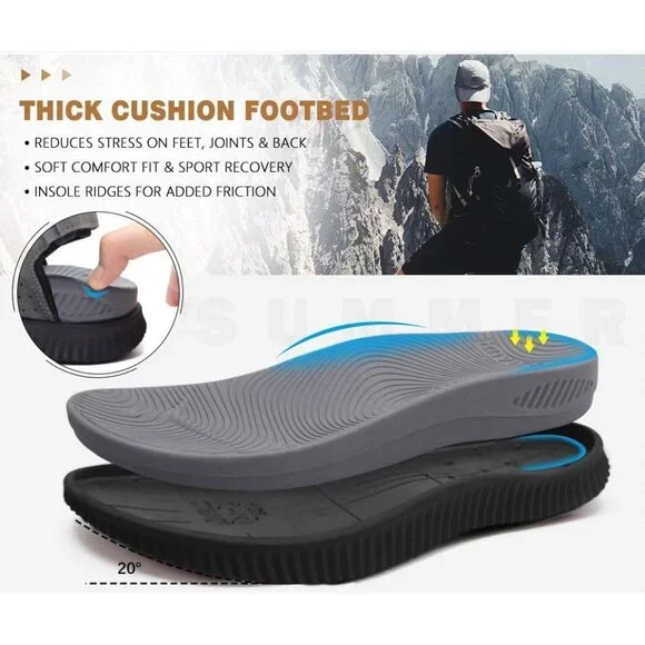 Casual Hiking Sandals Men's Gray Athletic Cushioned Walking Fisherman Shoes - Picture 8 of 9